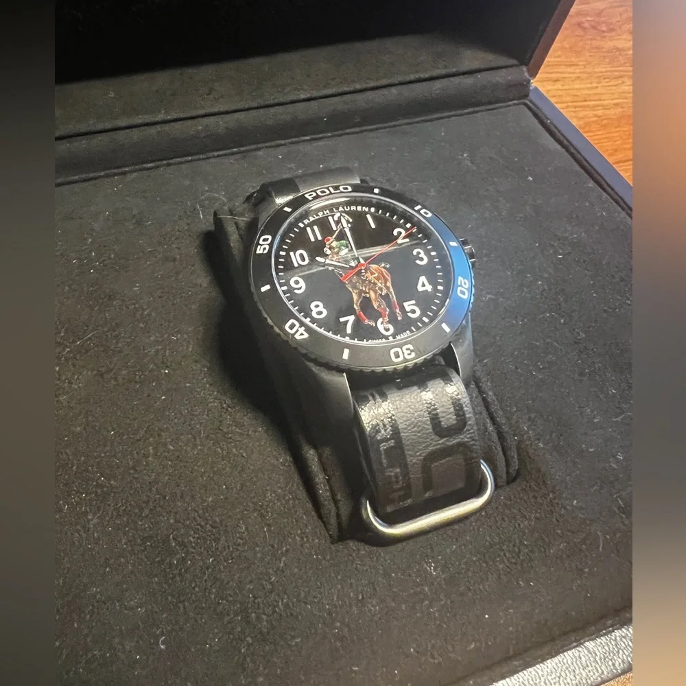 Polo by Ralph Lauren Black Dial and Black Strap Men's Watch